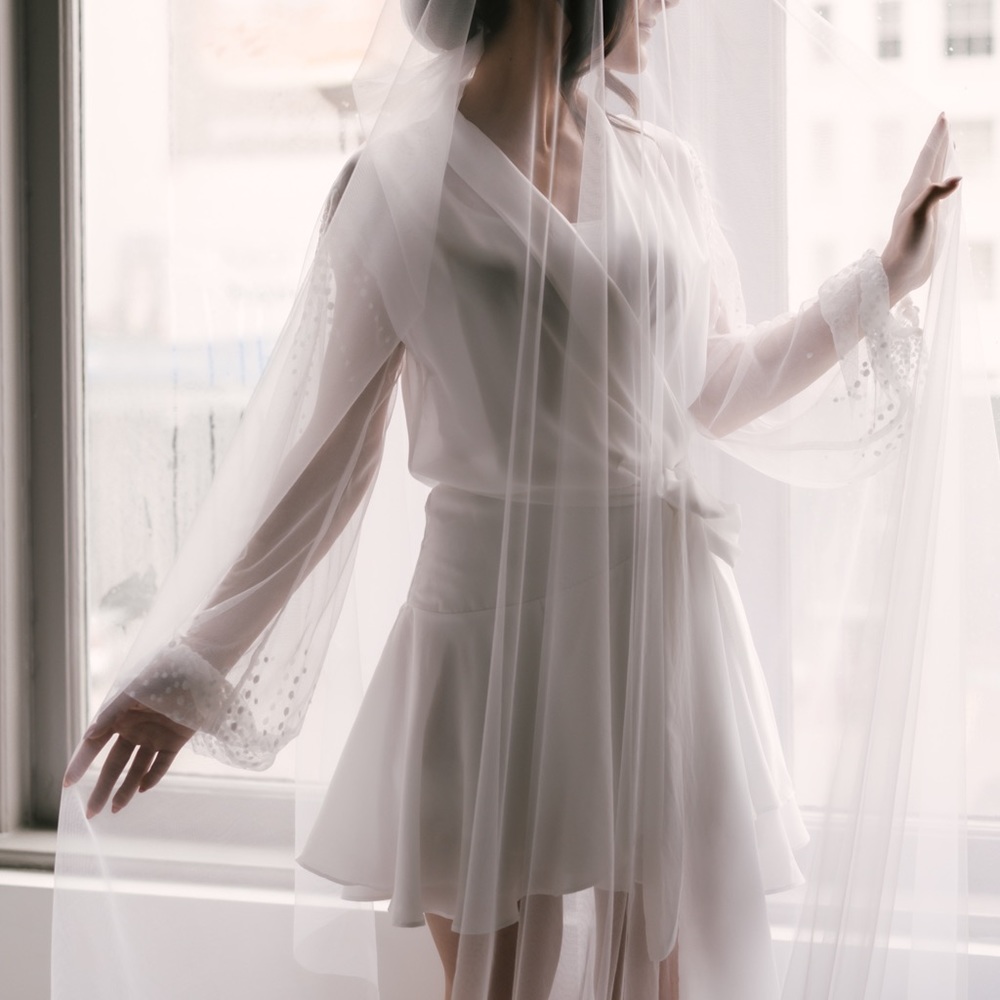 White Bridal Robe with Pearls